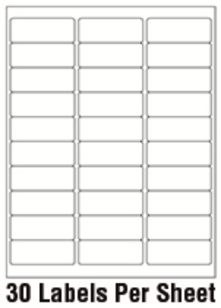 1" x 2 5/8" Rectangle 1 Color - 30/sheet