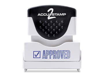 ACCU-STAMP2 Message Stamp with Shutter, 1-Color, APPROVED, 1-5/8" x 1/2" Impression, Pre-Ink, Blue Ink