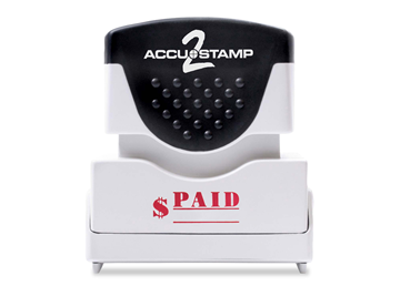 ACCU-STAMP2 Message Stamp with Shutter, 1-Color, PAID, 1-5/8" x 1/2" Impression, Pre-Ink, Red Ink