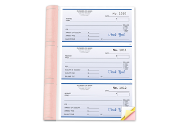 Custom Receipt Booklets, Carbonless Business Forms, 6-1/2” x 8-1/2”, 3-Part with Easy Tear-Out Pages, 252 Sets Per Booklet