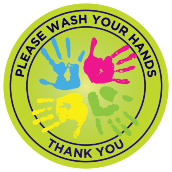 6" Circle Please Wash Handprints Decal (Pack of 10)