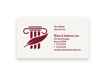 1 Color Standard Business Card - Raised Print, 1-Sided