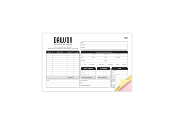 Custom Create Your Own Business Form, Carbonless Business Forms, Horizontal, 8-1/2” x 5-1/2”, 3-Part with Easy Pull-Apart Pag
