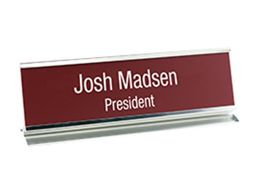 Engraved Sign with Metal Desk Holder, 2" x 8"