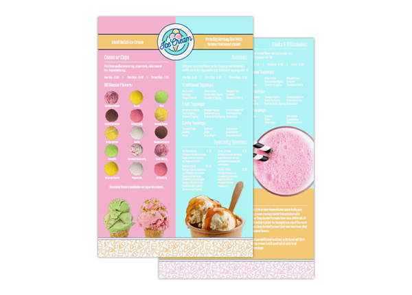 Sheet Menu || Custom Menus || 11" x 17"