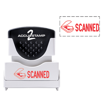 Accu-Stamp2® "Scanned" Pre-Inked Stamp with Shutter || Message Stamps || 1 5/8" x 1/2" Impression, Red Ink