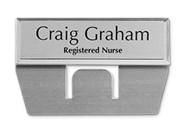 Engraved Metallic Pocket Badge - 1" x 3", Silver