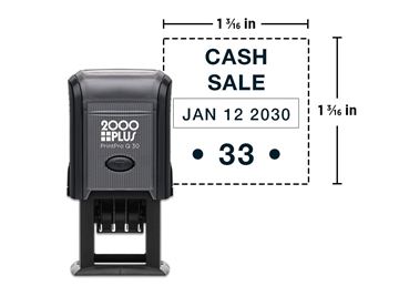 2000 Plus® PrintPro™ Q30D Square Economy Dater || Custom Self-Inking Date Stamps || 1 3/16" Impression