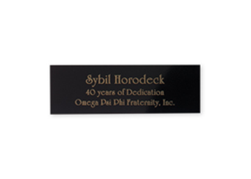 Engraved Black Metal Plate || Custom Indoor Signs || Horizontal, 3" x 1", Gold Imprint