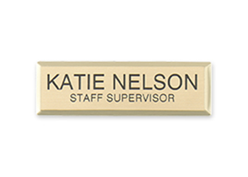 Engraved Metallic Name Badge || Custom Badges || Gold, 3" x 1"