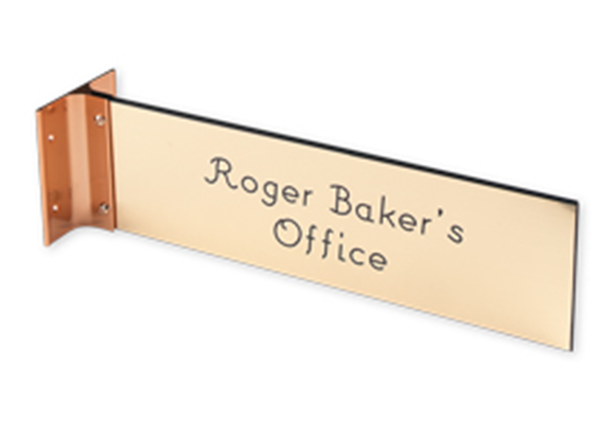 Engraved Sign with Extended Wall Sign Holder || Custom Indoor Signs || Horizontal, 10" x 3"