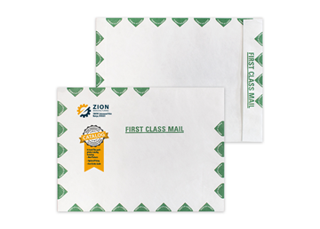 Tyvek® Envelope 9" x 12" Catalog || Custom Envelopes || Zip Stick®, Green First Class Border, Full Color